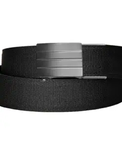 Comfortable black belt with sleek buckle, perfect for casual or formal wear.