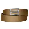 Meticulously woven tan Cloudster Pillow belt with adjustable silver buckle.